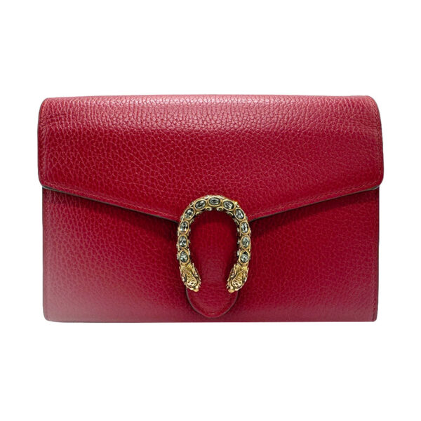 z2024 1 Gucci Dionysus Leather Chain Wallet Red