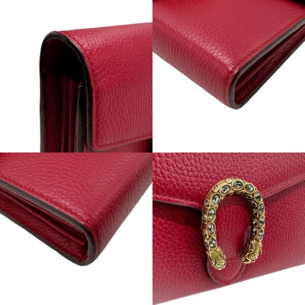 z2024 7 c Gucci Dionysus Leather Chain Wallet Red