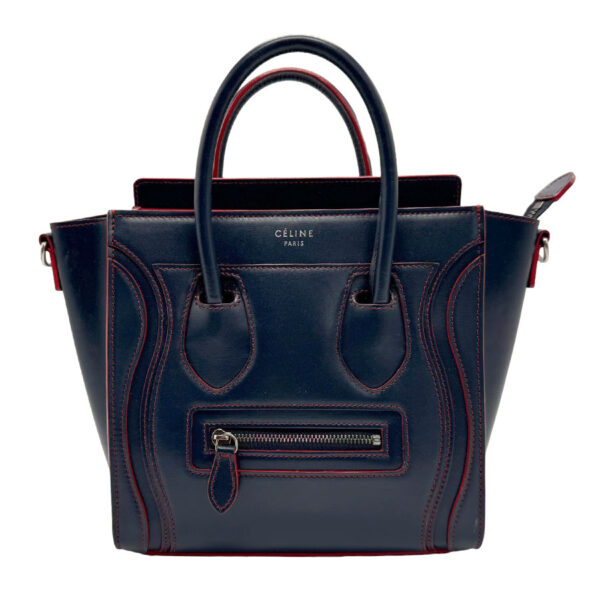 z2064 1 Celine Luggage Nano Shopper Shoulder Bag Leather Blue Red