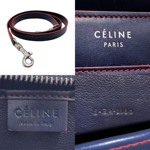 z2064 11 c Celine Luggage Nano Shopper Shoulder Bag Leather Blue Red