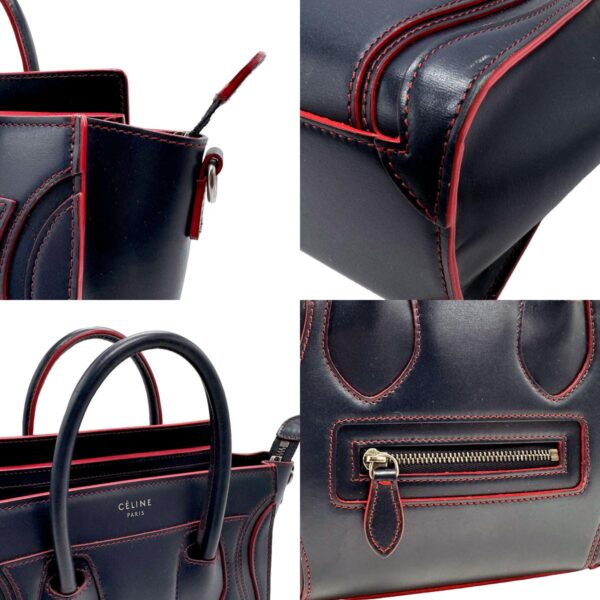 z2064 7 c Celine Luggage Nano Shopper Shoulder Bag Leather Blue Red