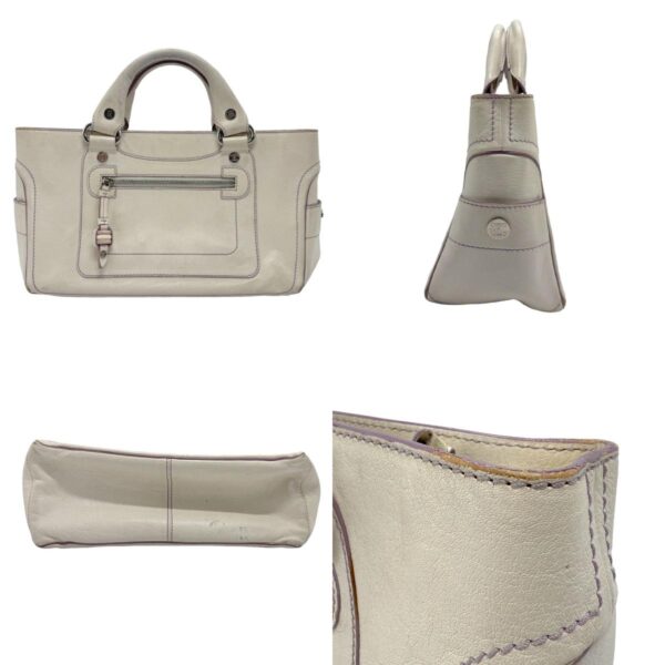 z2087 1 c Celine Boogie Bag Handbag Leather White