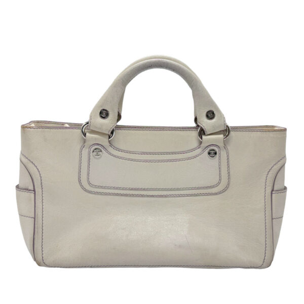 z2087 3 Celine Boogie Bag Handbag Leather White