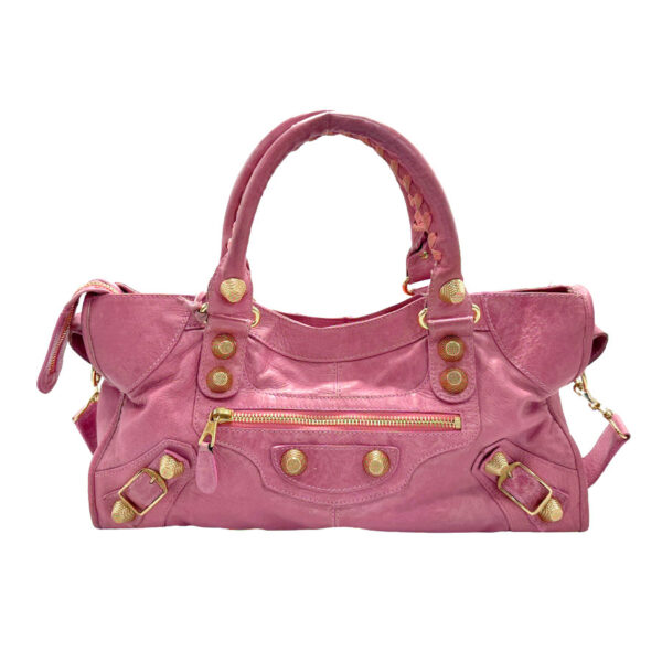 z2119 1 Balenciaga The Giant Part Time Leather Shoulder Bag Pink