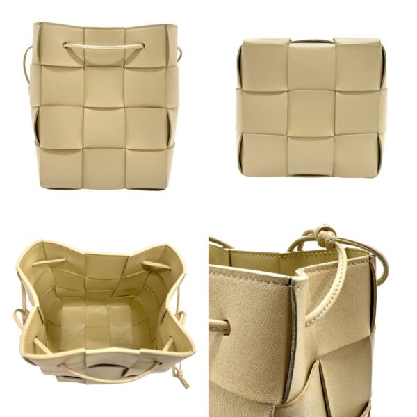 z2143 3 c Bottega Veneta Small Cassette Bucket Shoulder Bag Porridge