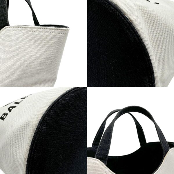 z2145 7 c Balenciaga Weave Tote M Canvas Shoulder Bag White Black