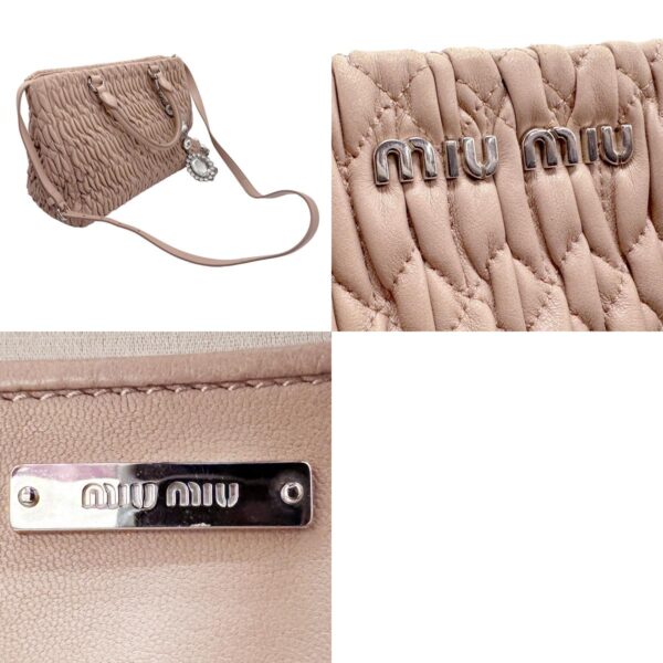 z2162 14 c Miu Miu Handbag Shoulder Bag Matelasse Leather Pink