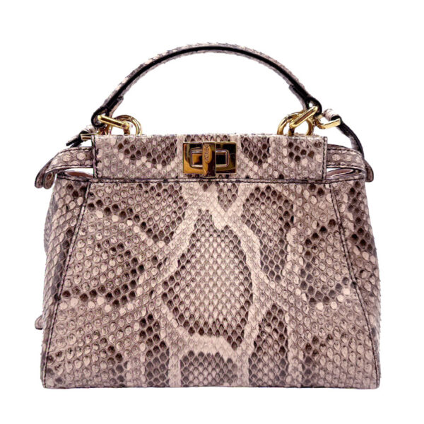 z2164 1 Fendi Peekaboo Handbag Python Pink