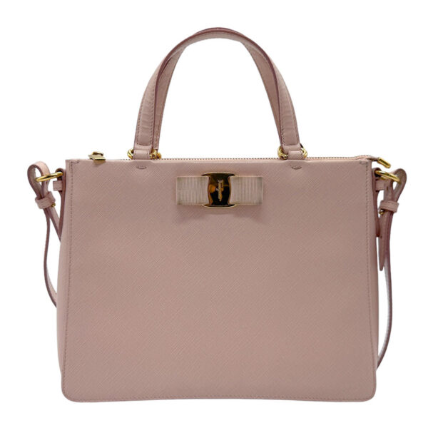 z2174 1 Salvatore Ferragamo Rose Leather Shoulder Bag Pink