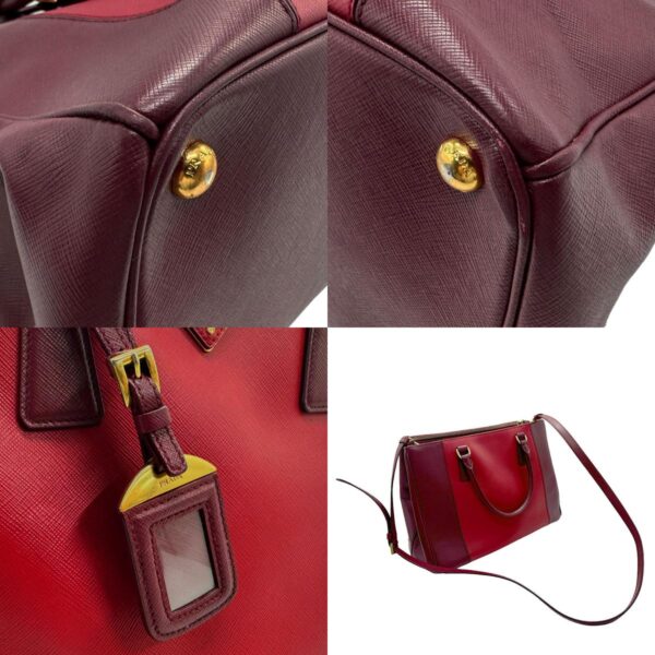 z2212 10 c Prada Shoulder Bag Leather Burgundy Red