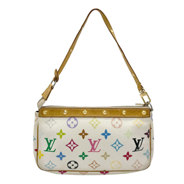 z2226 1 Louis Vuitton Pochette Accessoire Multicolor Canvas White