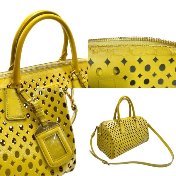 z2230 10 c Prada Shoulder Bag Patent Leather Yellow