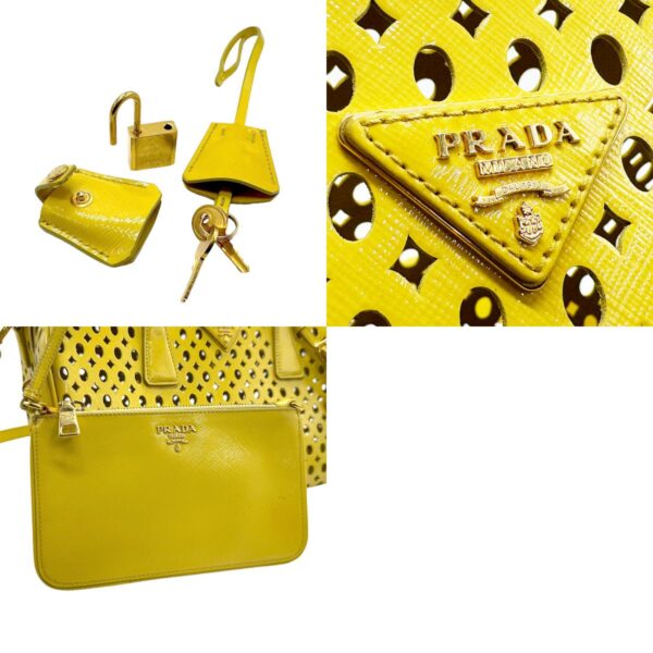 z2230 13 c Prada Shoulder Bag Patent Leather Yellow