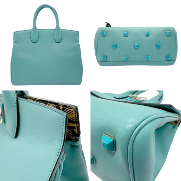 z2234 3 c Salvatore Ferragamo Gancini Leather Shoulder Bag Green Blue