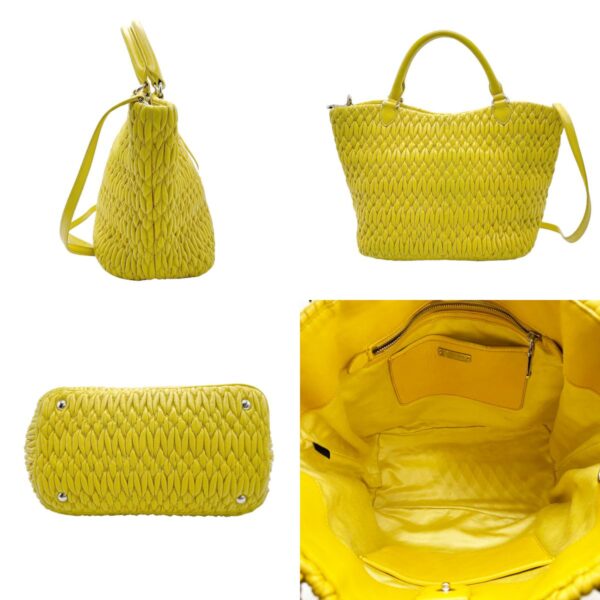 z2247 2 c Miu Miu Handbag Shoulder Bag Matelasse Bijou Leather Yellow