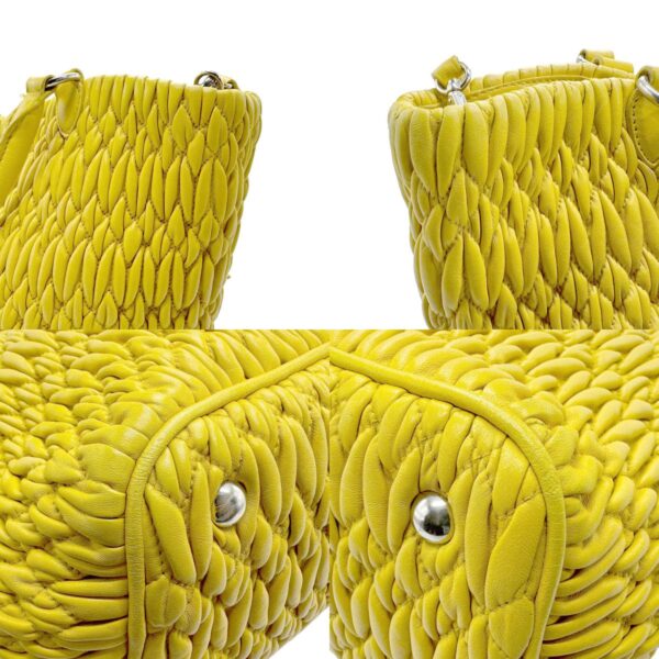 z2247 6 c Miu Miu Handbag Shoulder Bag Matelasse Bijou Leather Yellow