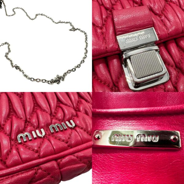 z2252 11 c Miu Miu Handbag Crossbody Shoulder Bag Matelasse Bijou Leather Red