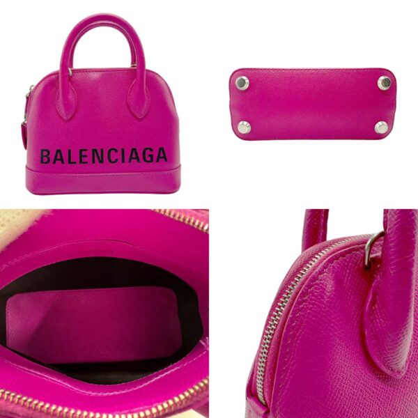 z2269 3 c Balenciaga Ville Top Handle XXS Leather Shoulder Bag Magenta