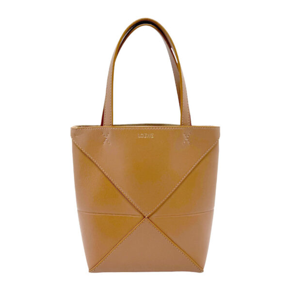 z2291 1 Loewe Puzzle Fold Mini Leather Tote Bag Brown