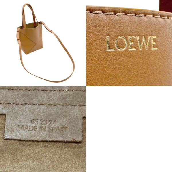 z2291 11 c Loewe Puzzle Fold Mini Leather Tote Bag Brown