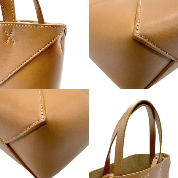 z2291 7 c Loewe Puzzle Fold Mini Leather Tote Bag Brown