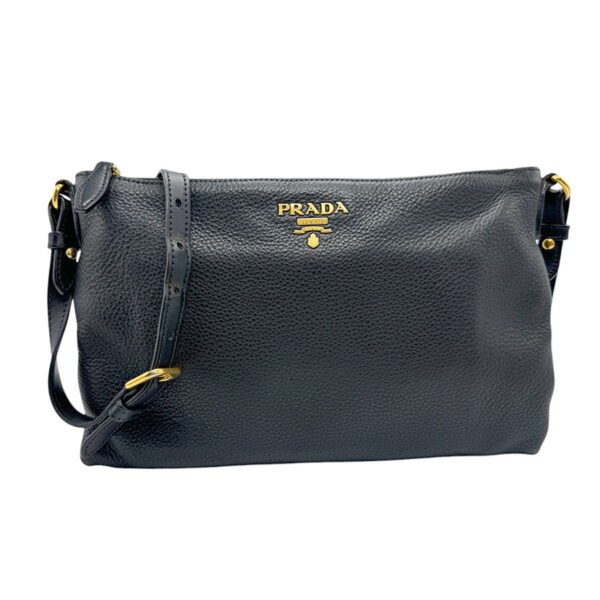 z2315 1 Prada Shoulder Bag Leather Black