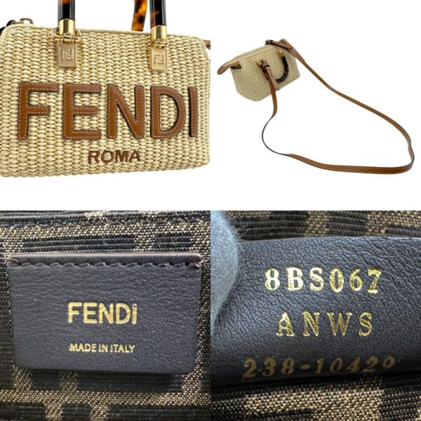 z2324 11 c Fendi By the Way Mini Shoulder Bag Raffia Brown