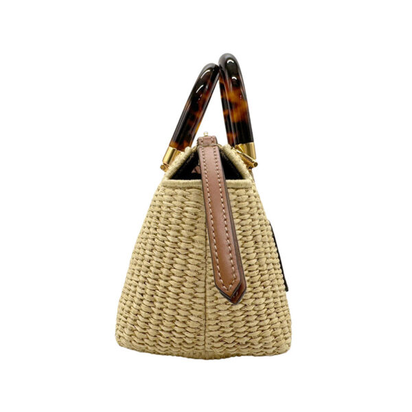 z2324 2 Fendi By the Way Mini Shoulder Bag Raffia Brown