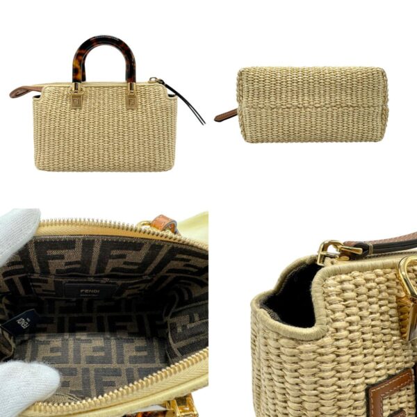 z2324 3 c Fendi By the Way Mini Shoulder Bag Raffia Brown