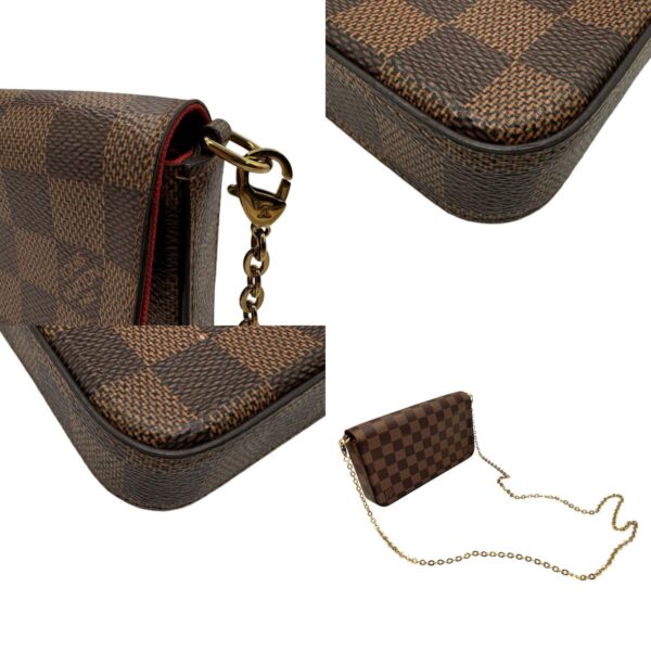 z2333 7 c Louis Vuitton Félicie Chain Wallet Damier Canvas Brown