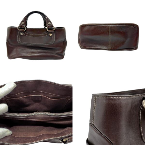 z2335 3 c Celine Boogie Bag Handbag Leather Brown