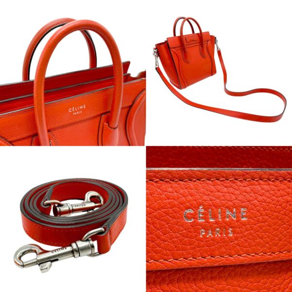 z2337 10 c Celine Luggage Nano Shopper Crossbody Shoulder Bag Leather Orange