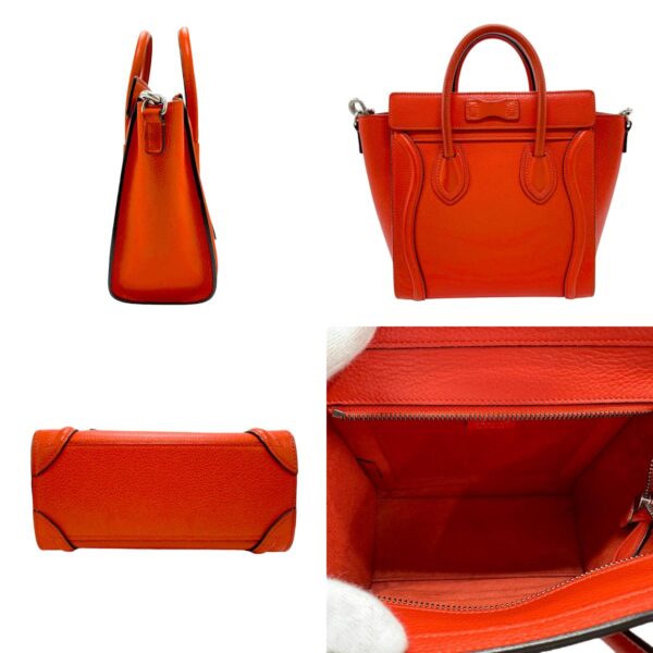 z2337 2 c Celine Luggage Nano Shopper Crossbody Shoulder Bag Leather Orange