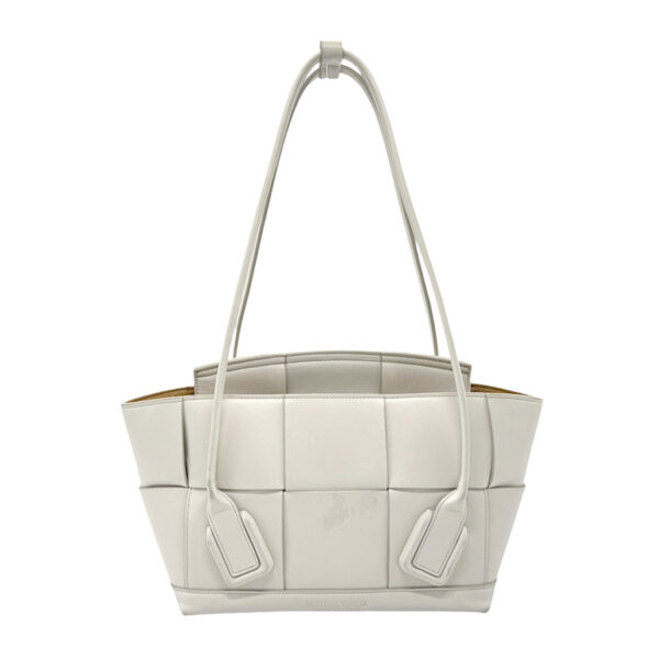 z2358 1 Bottega Veneta Mini Arco Leather Shoulder Bag Off White