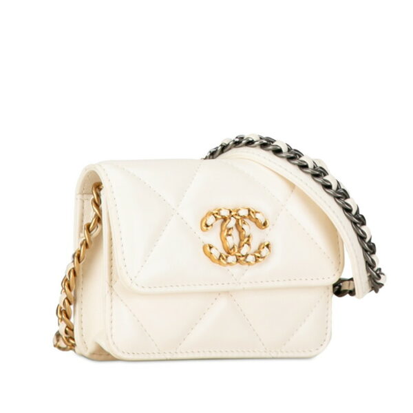 zzzbl1ckhe8bgdwf 2 Chanel 19 Mini Chain Shoulder Bag Lambskin White