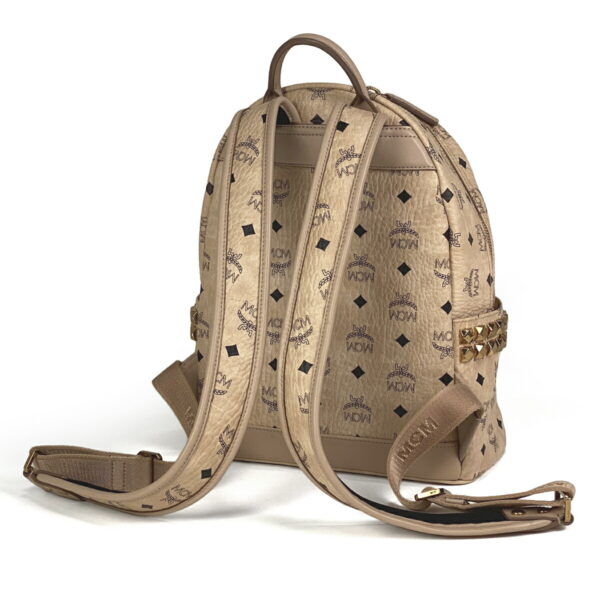 1000037163609 12 MCM Logogram Rucksack Studded Visetos Leather Beige