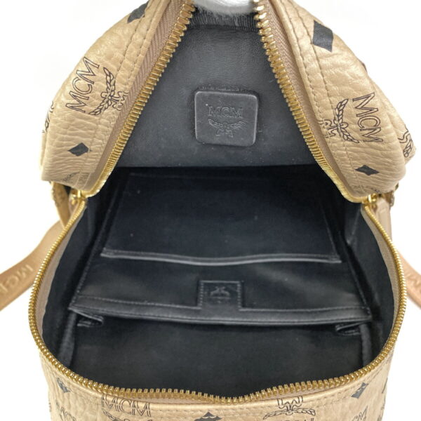 1000037163609 14 MCM Logogram Rucksack Studded Visetos Leather Beige