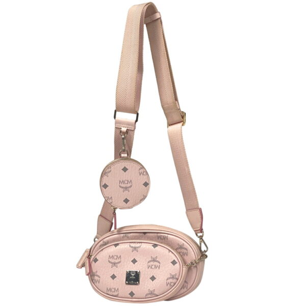 1000047729406 11 MCM Logo Gram Crossbody Shoulder Bag Visetos Leather Pink