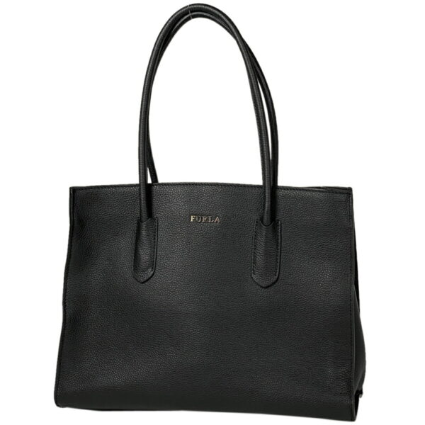 1000062054866 11 Furla Logo Tote Bag Shoulder Leather Black