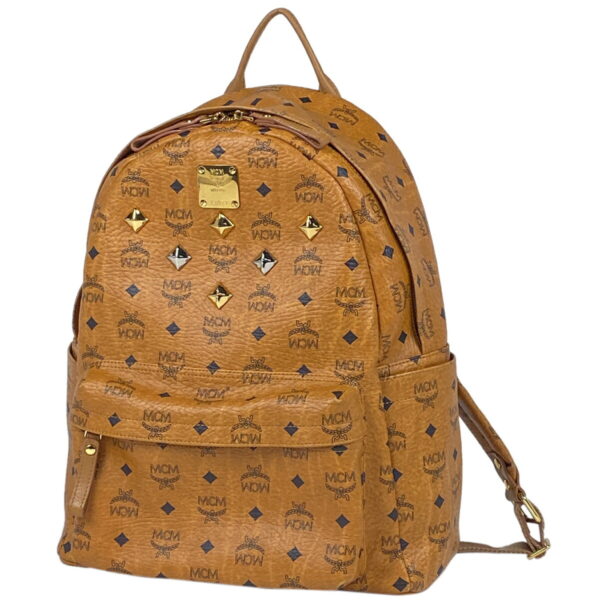 1000064792261 11 MCM Logogram Rucksack Studded Visetos Leather Brown