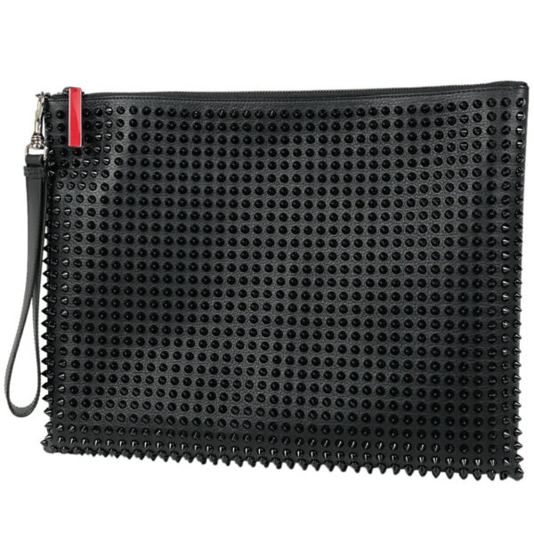 1000064895757 11 Christian Louboutin Logo Clutch Bag Studded Leather Black