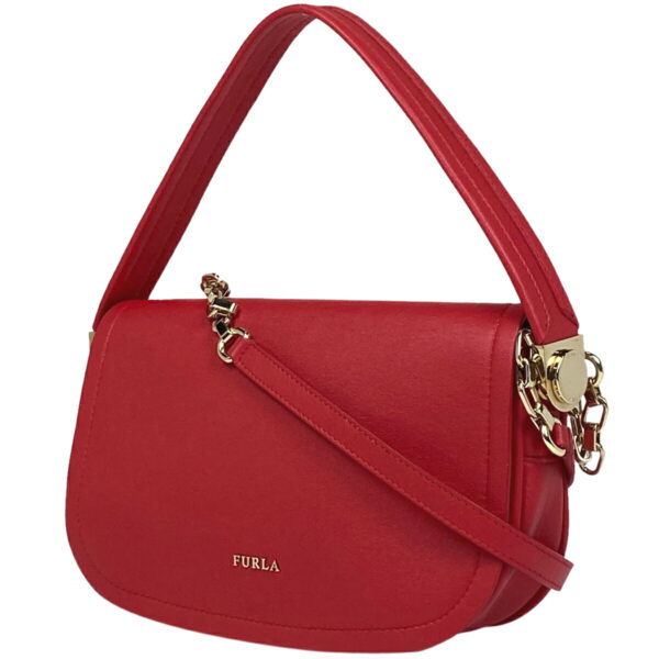 1000065175919 11 Furla Logo Chain Shoulder Bag Leather Red