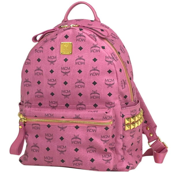 1000065266976 11 MCM Logogram Rucksack Studded Visetos Leather Pink