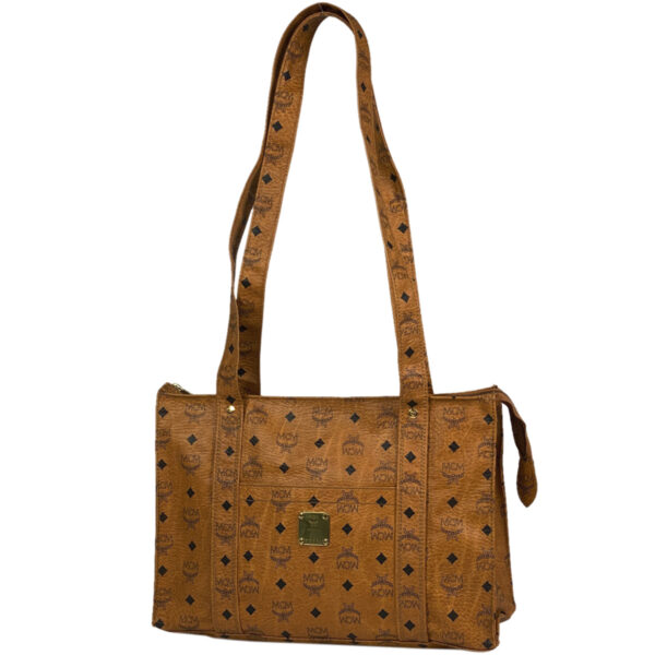 1000069649584 11 MCM Logo Gram Tote Bag Visetos Leather Brown