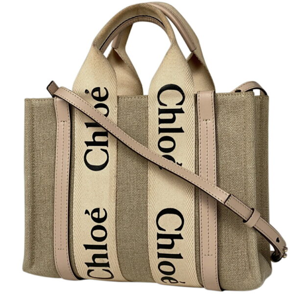 1000071496060 11 Chloe Woody Small Tote Bag 2WAY Beige