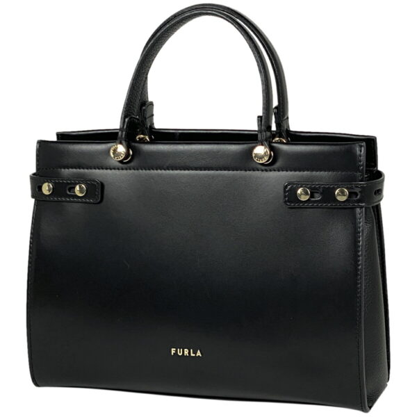 1000074045456 11 Furla Logo Tote Bag 2WAY Shoulder Bag Leather Black