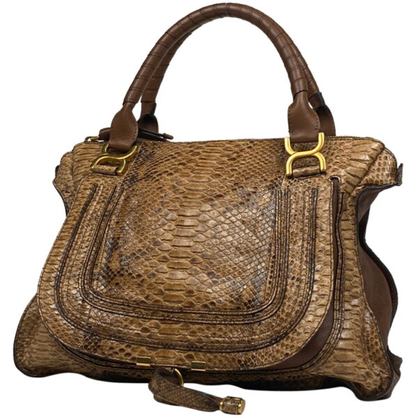 1000075058066 11 Chloe Marcy Python Tote Bag Leather Brown