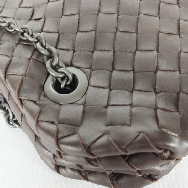 10001681 5 Bottega Veneta Intrecciato Chain Shoulder Bag Brown