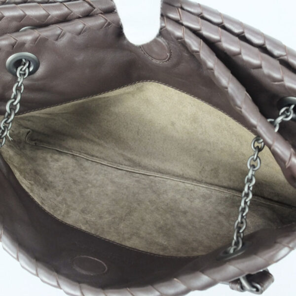 10001681 7 Bottega Veneta Intrecciato Chain Shoulder Bag Brown