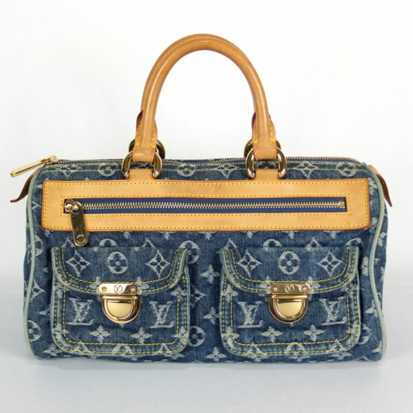 10003235 1 Louis Vuitton Neo Speedy Monogram Denim Handbag Blue